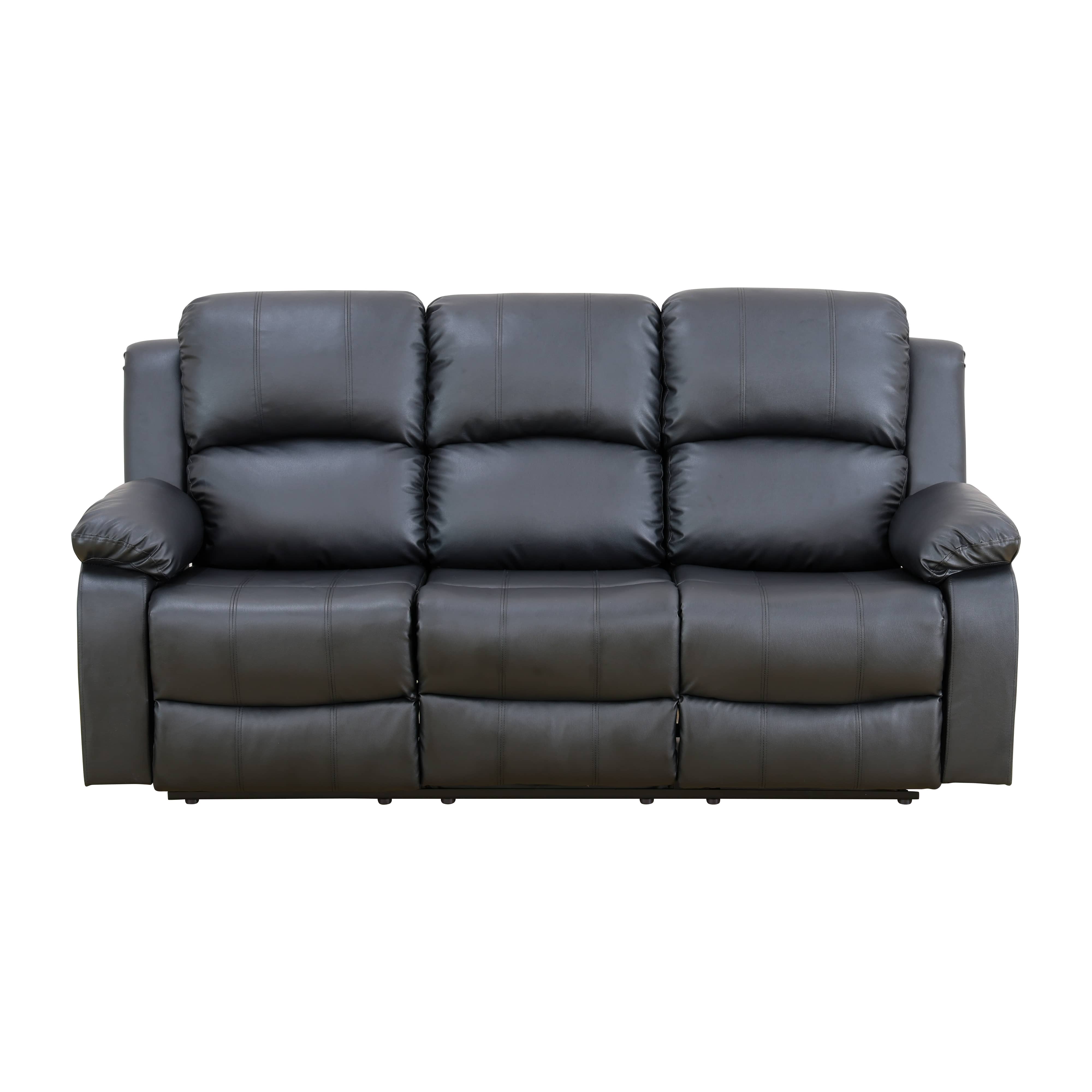 MAYEERTY 78.5" Modern Semi PU PVC Loveseat Business Function Sofa for Living Room，Black
