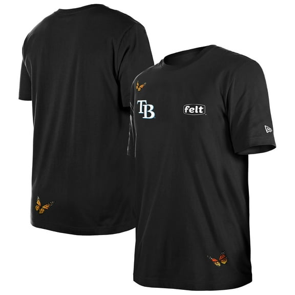 Men's-New Era x Felt Black Tampa Bay Rays T-Shirt