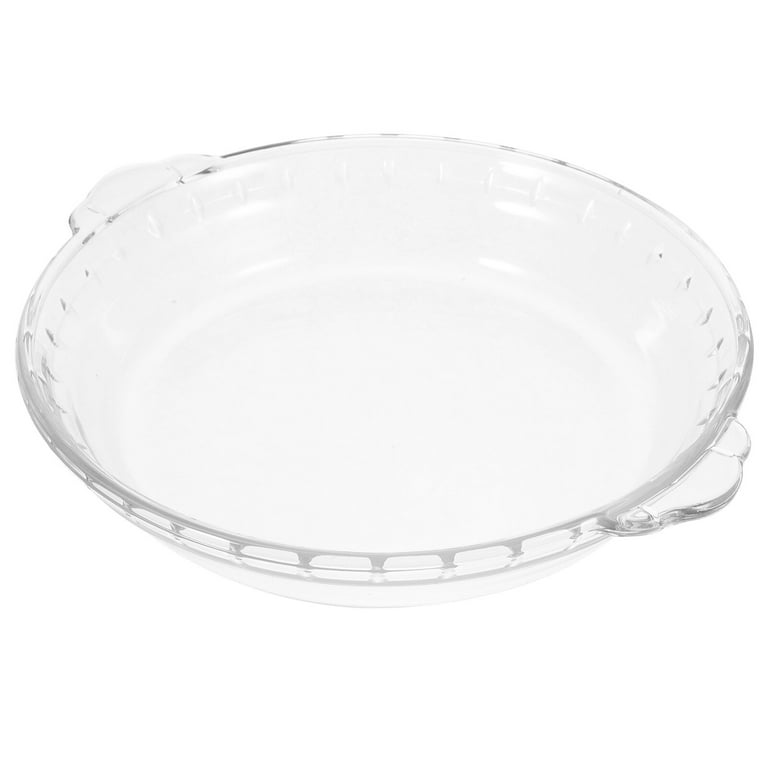 8 inch Glass Pie Plate Pie Baking Dishes Transparent Microwave Oven Plate for Household Kitchen, Size: 22.5X20 cm