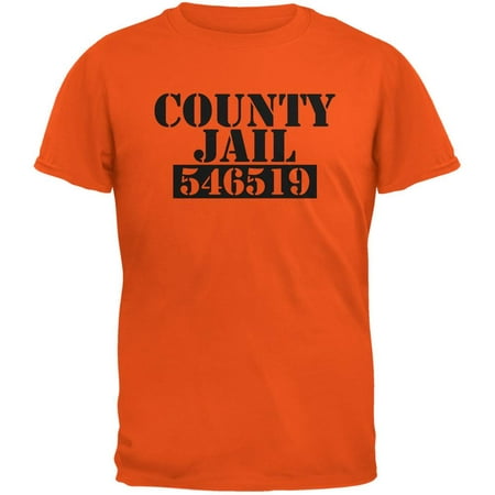 Halloween County Jail Inmate Costume Orange Adult T-Shirt