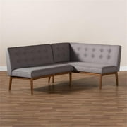 Allora Modern L-Shape Gray Wood Dining Corner Sofa Bench, Gray (Set of 2)