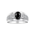thumbnail image 1 of RYLOS Men's Rings Sterling Silver Rings Classic Designer Style 8X6MM Oval Gemstone & Diamond Ring Onyx October Birthstone Rings For Men Size 10, 1 of 7