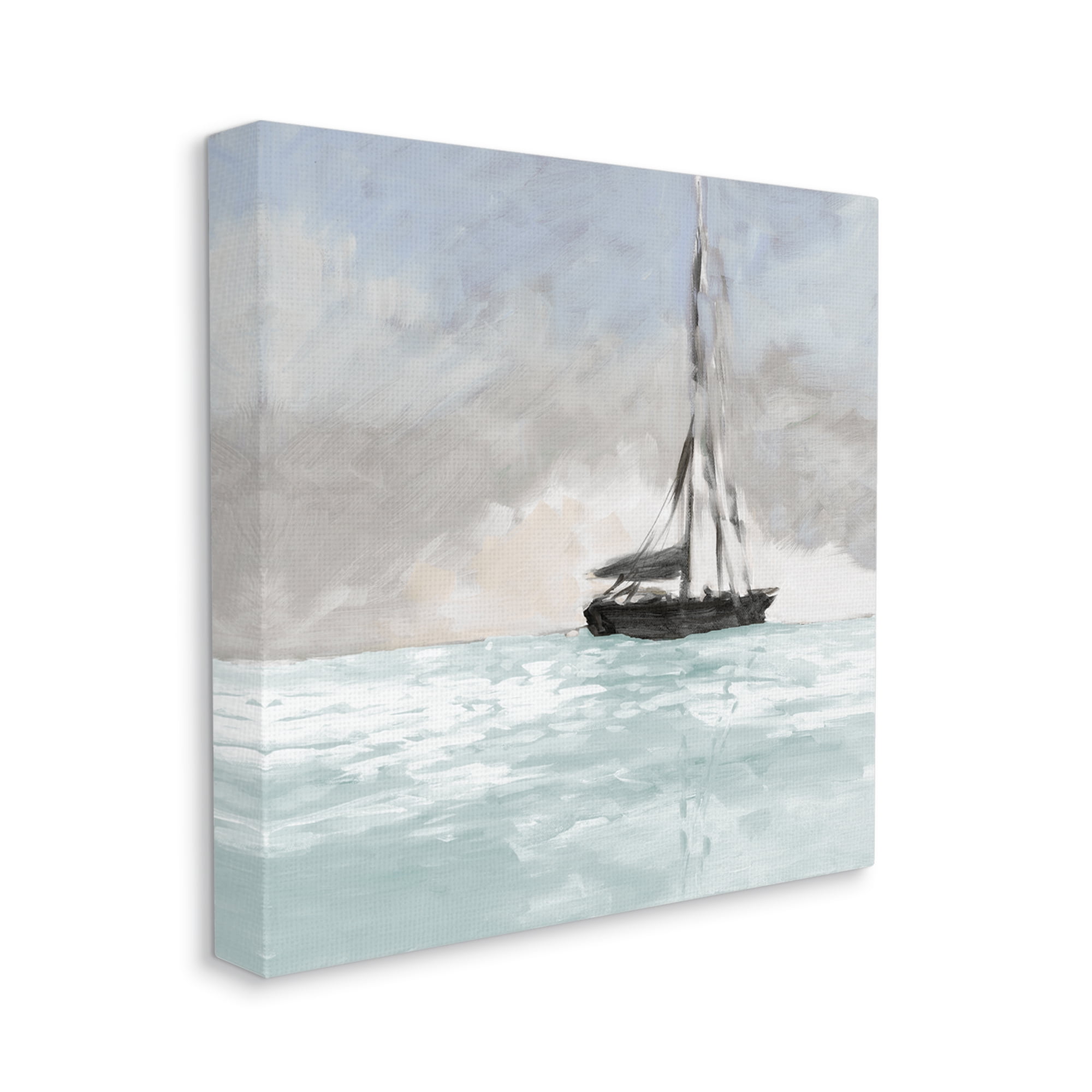 Stupell Industries Sailing Boat Navigating Gloomy Skies Icy Seas Outdoors,17 x 17, Design by Jane Slivka