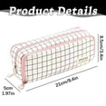 thumbnail image 3 of Canvas Pencil Case, Loetky Large Capacity Compartment Canvas Pencil Case - Compartment Handheld Handheld Organizer With Checkered Pattern, 3 of 8
