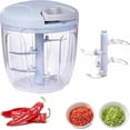 thumbnail image 2 of Multi-Function Herb and Vegetable Cutter, 1000ml Chopper with 5 Blades for Onion, Pesto, Nuts, Fruit, and Salad Prep (Blue), 2 of 5