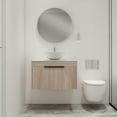 thumbnail image 5 of BNK 30'' Wall-Mounted Bathroom Vanity with White Ceramic Sink,Modern Brown Floating Bathroom Vanity Set, Single Bathroom Vanity and Sink Combo,with 2-Door Cabinet, 5 of 12