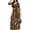 Brown Black, variant on Women's V Neck 3/4 Sleeve African Floral Printed Party Loose Long Maxi Dress with Belt