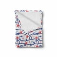 thumbnail image 2 of Starfish Soft Flannel Fleece Throw Blanket, Nautical Pattern with Navy Marine Rope Red Starfish Shells Scallops Seahorses, Cozy Plush for Indoor and Outdoor Use, 70" x 90", Multicolor, by Ambesonne, 2 of 6