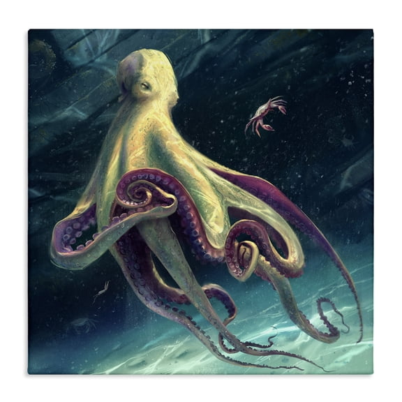 Stupell Industries Contemporary Deep Water Octopus Canvas Art, 17 x 17, by Vlad Mel