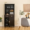 thumbnail image 3 of Gymax Freestanding Buffet Hutch Kitchen Pantry Storage Cabinet w/ Sliding Doors Brown, 3 of 10