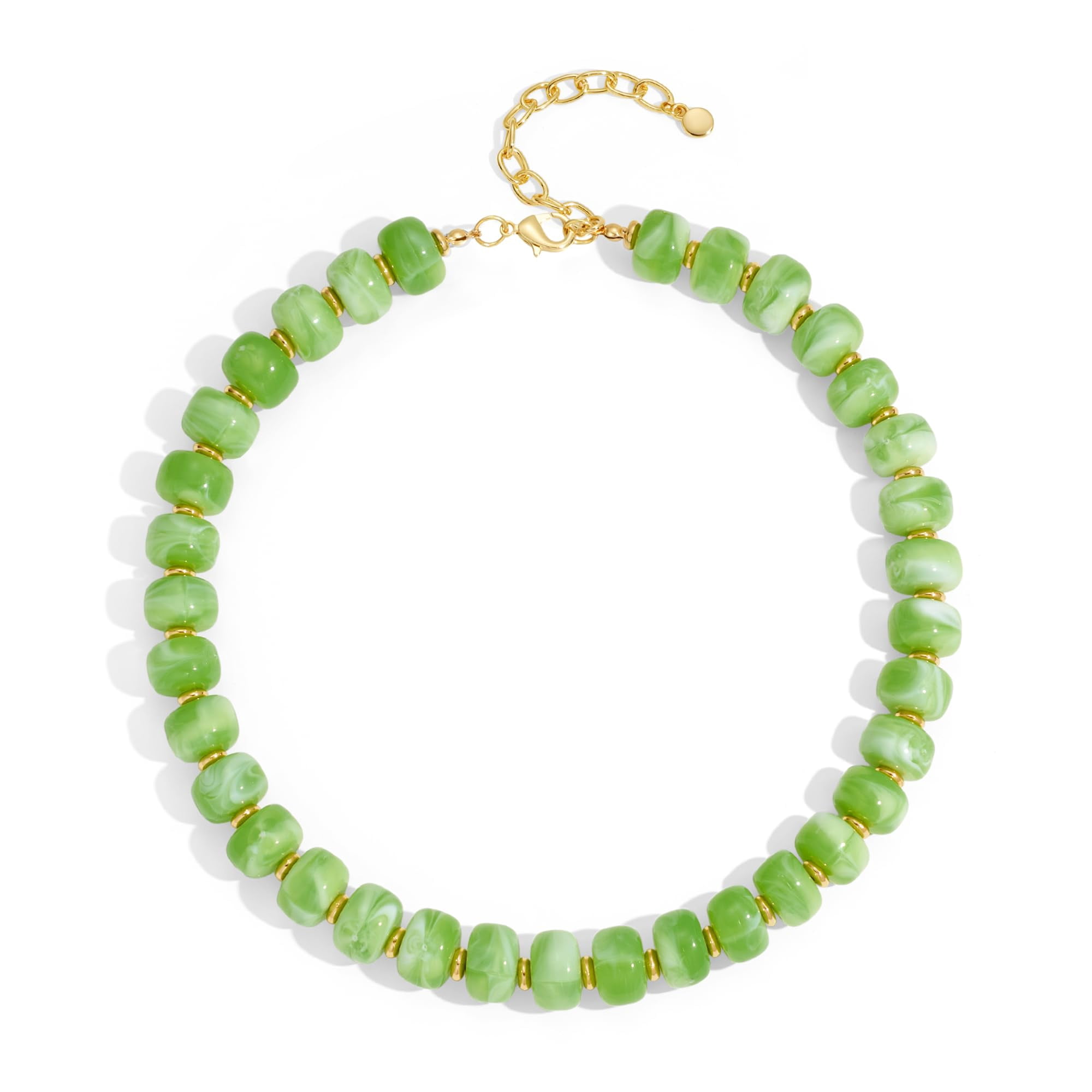 SHILINLANG Chunky Colorful Beaded Choker Necklace for Women - Summer Beach Round Resin Beads Necklace, Trendy Statement Summer Beach Jewelry Birthday Gifts for Vacation Holiday