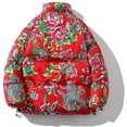 thumbnail image 3 of Chaqueta de trabajo de otoño-invierno CHAO abrigo de algodón de peonía cálido rojo, 3 of 5