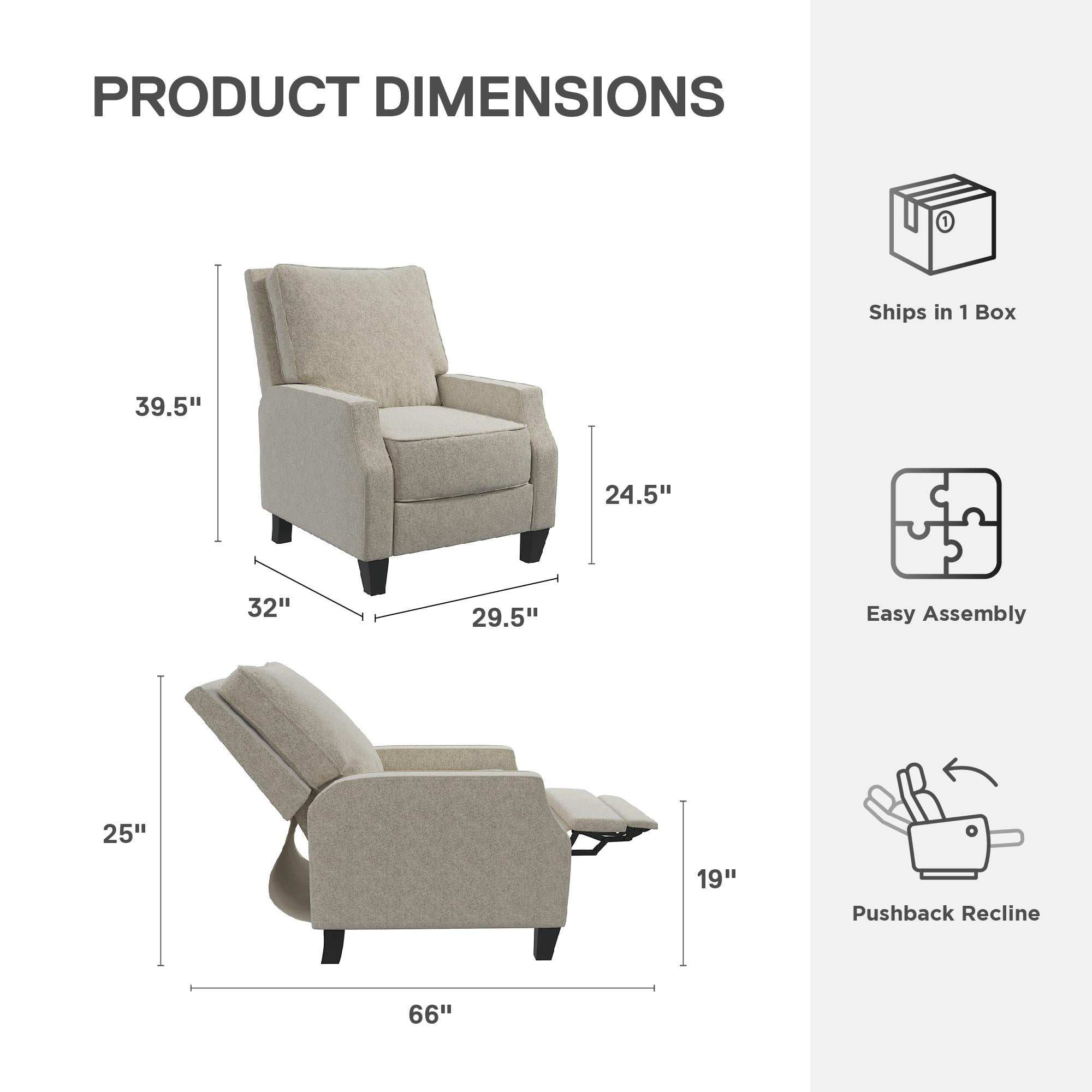 DHP Randen Pushback Recliner Chair for Living Room, Beige Linen