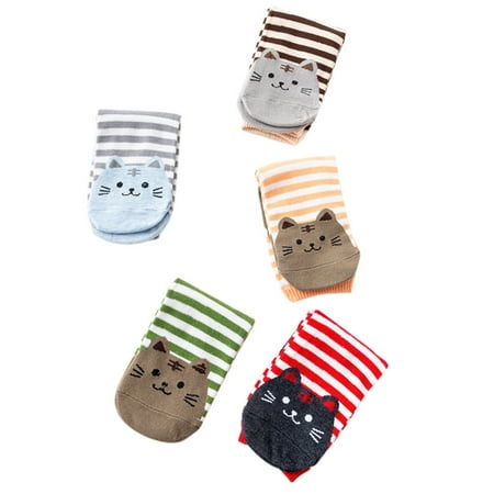 

Women Girls Spring Autumn Knitted Long Over Ankle Socks Contrast Color Striped C