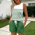 thumbnail image 6 of Bosfbaoi Two Piece Sets for Women Crew Neck Striped Sleeveless Tank Top and Drawstring Elastic Waist Shorts Casual Womens Summer Outfits, 6 of 7