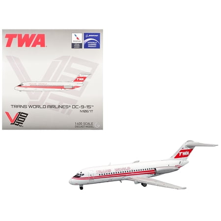 McDonnell Douglas DC-9-15 Commercial Aircraft "Trans World Airlines" White w/ Red Stripes 1/400 Diecast Model by V1:400