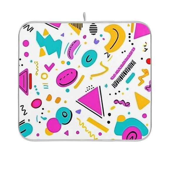Yayeee Dish Drying Mat for Kitchen Counter 16"x18" Microfiber Absorbent Pad, Purple Abstract Shapes