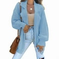thumbnail image 2 of VISALY Long Cardigans Chunky Cardigan Sweaters Women's Long Sleeve Collared Jacket Open Front Knit Cardigan Sweaters Oversized Coat with Pockets Knit Cardigans Womens Cardigans Dressy Casual Blue L, 2 of 5