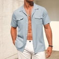 thumbnail image 3 of Zimjoy Mens Casual Shirts Short Sleeve Button Down Shirt Lightweight Summer Shirts, Light Blue 3XL, 3 of 4