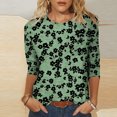 thumbnail image 2 of Camiseta de Cuello Redondo Impresa Casual para Mujeres con Mangas 3/4, Camiseta de Moda Casual de Longitud Media, 2 of 4