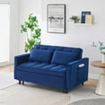 thumbnail image 2 of Gewnee 55''3 in 1 Convertible Modern Pull Out Couch Bed,Adjustable Backrest,Velvet Loveseat Futon Sofa with Pillows & Pockets for Living Room,Apartment.(Blue), 2 of 12