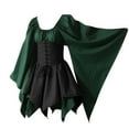 thumbnail image 1 of Robe Gothique Médiévale Renaissance Vintage Évasée Manches Longues Robe Courte Costumes avec Corset, 1 of 3
