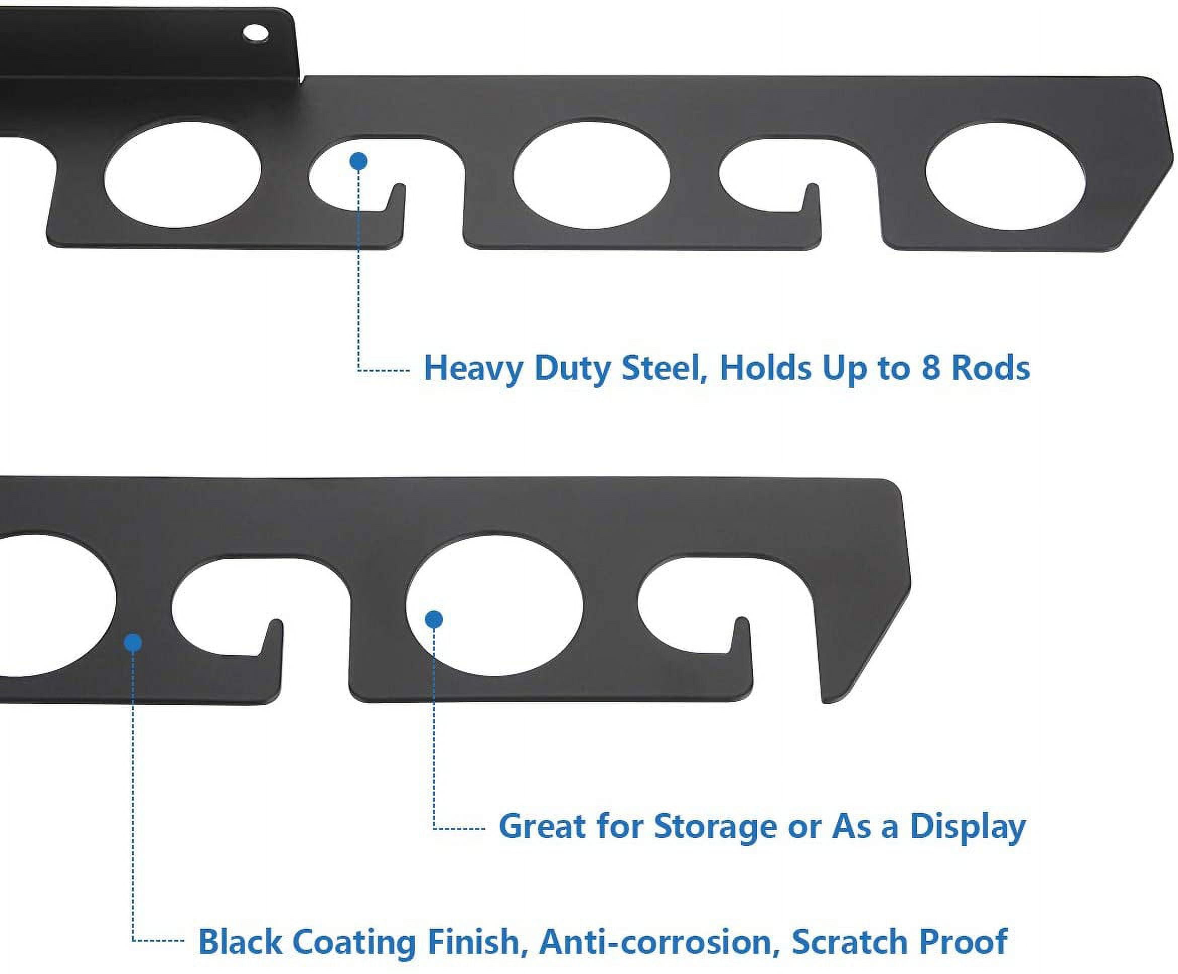 Fishing Pole Holder Wall or Ceiling Mount Rack, Fishing Rod Storage Rack,  Holds 9 Rods for Home, Store, Cabin, Garage, Basement 