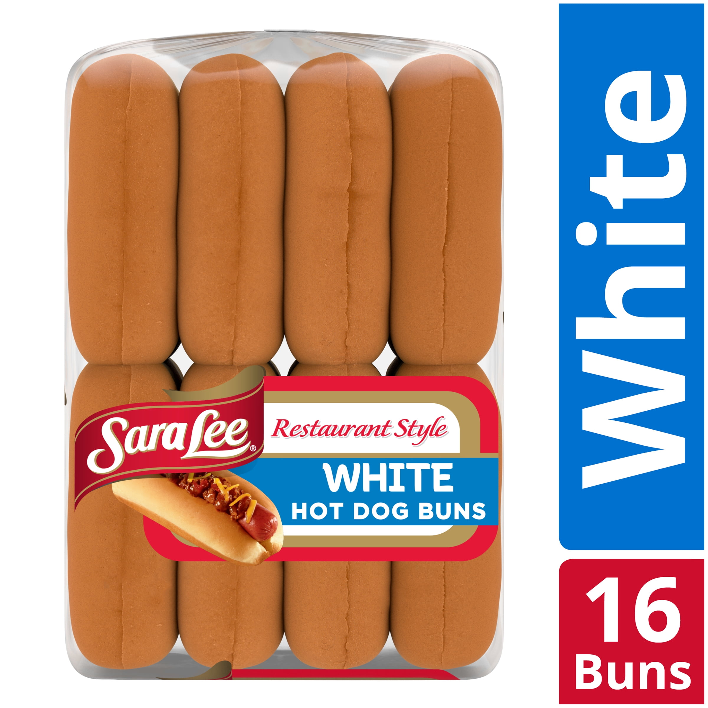 Sara Lee Restaurant Style Top Sliced White Hot Dog Buns, 16 count
