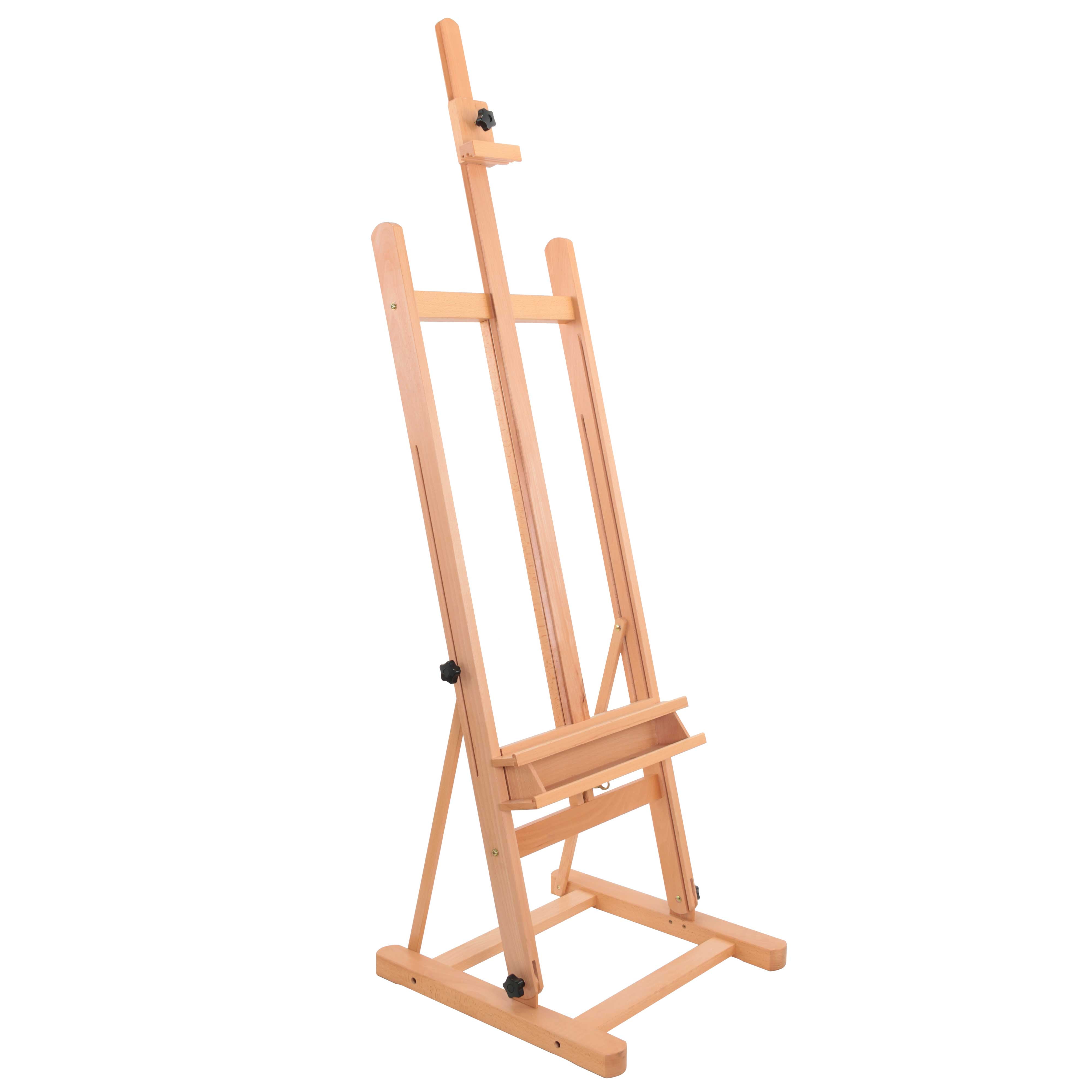 Sketching Display and Exhibition GYMAX Professional Collapsible Beech Wood Floor Standing Easel H-Frame Artist Studio Easel for Painting