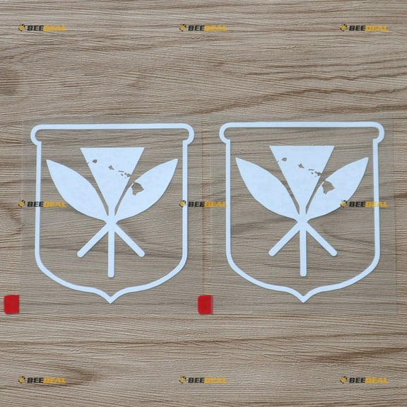 2X White 6" Kanaka Maoli Flag Hawaiian Hawaii Decal Sticker Car Vinyl no bkgrd die Cut