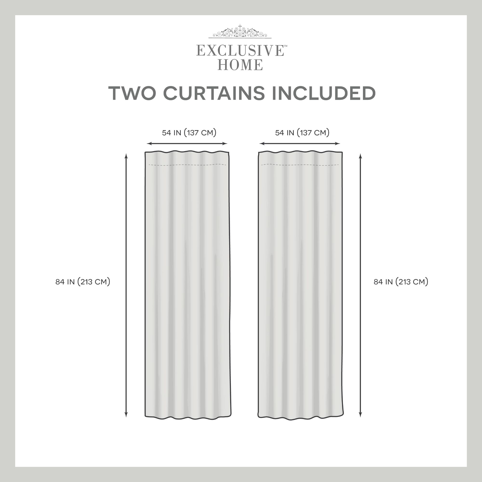 Exclusive Home Demi Light Filtering Hidden Tab Top Curtain Panel Pair, 54"x84", Black, Set of 2