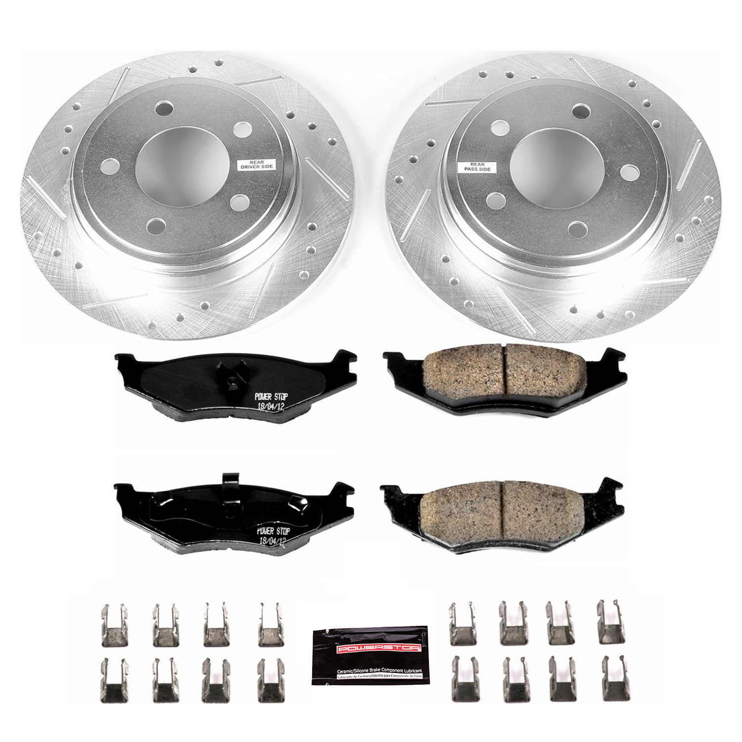 PowerStop Rear Z23 Evolution Sport Carbon-Fiber Ceramic Brake Pad and Drilled & Slotted Rotor Kit Fits: CHRYSLER DODGE Select Models K1667