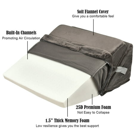 Giantex Bed Wedge Pillow Adjustable Sleeping Pillow W Cover