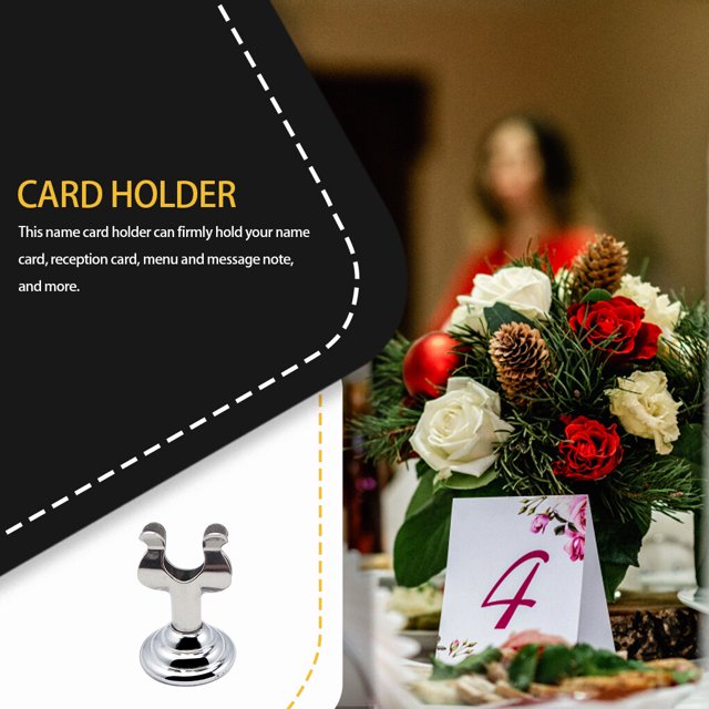 Langgg Restaurant Table Number Plate Holder Wedding Ceremony Engagement Name Card Stand Message Note Stainless Steel Clip Decoration