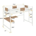 thumbnail image 6 of Twin Metal Loft Bed with Desk and Shelve,White, 6 of 6