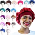 thumbnail image 2 of Paquete de 2 gorros de dormir sólidos de satén para mujer, gorro de noche para dormir, gorro para el cuidado del cabello, gorro de dormir BANYUO Hogar, 2 of 2