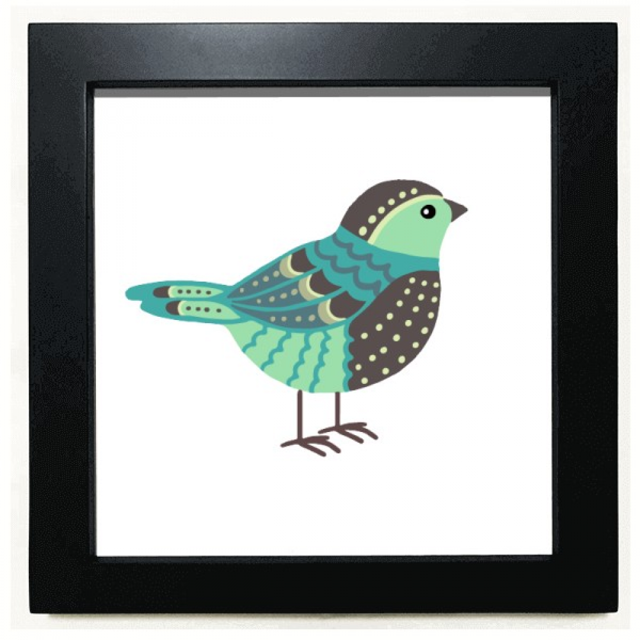 Ilustracion hermosa aves patron de color Mesa de pared con marco cuadrado negro