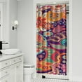 thumbnail image 2 of Small Stall Narrow Shower Curtain 36"W x 72"L – Tropical Bohemian Leaves, Mid-Century Abstract Boho Botanical Bathroom Decor, Vintage Floral Palm Leaf Pattern, Rustic Tribal Folk Style, 2 of 5