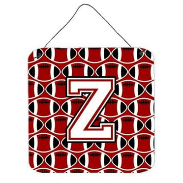 Letter Z Football Cardinal & White Wall or Door Hanging Prints