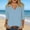 Light Blue, variant on Women's V-Neck 3/4 Sleeve Solid Color Linen Blend Blouse, Casual Loose Fit, Lightweight Washed Crinkle Fabric, Everyday Summer Tops for Ladies Orange XXXXL