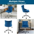 thumbnail image 3 of CQAOE Navy Blue Velvet Armless Home Office Desk Chair with Gold Base/Wheels, Cute Vanity/Makeup Chair with Back for Bedroom, Upholstered Adjustable Rolling Swivel Nail Chair for Women/Girls, 3 of 10