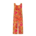 thumbnail image 5 of Women's Casual Jumpsuits Wide Leg Boho Printed Pattern V Neck Office Business Fashion Short Sleeve Summer Dress Multicolor XXL, 5 of 5