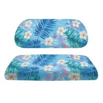 POLERO Tropical Golf Cart Seat Covers Universal Fit for Club Car Precedent Ordinary Seat Cushion, Blue Palm Leaves Floral Print Fashion Golf Cart Decorations Soft and Comfortable, Breathable