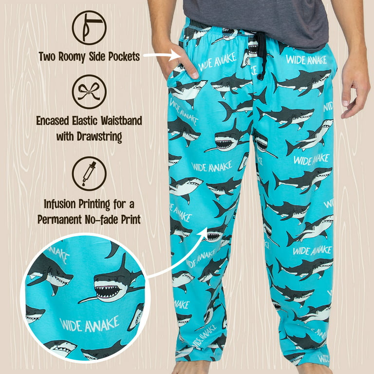 LazyOne Animal Pajama Pants for Men, Male Pajamas, Bite Me Shark, X-large 