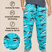 Lazy One Mens Novelty Pajama Pants – Funny Cotton Sleep Pants with Elastic Waistband & Pockets, Bite Me Shark, Xx-large