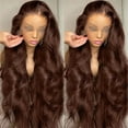 thumbnail image 3 of 200 Density Chocolate Brown Body Wave Lace Front Human Hair Wigs Brazilian HD Lace Frontal Wigs 13x5 Preplucked for Women, 3 of 5