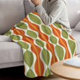 thumbnail image 3 of Orange Green Geometric Blanket Soft Cozy Warm Twin Blanket for Bed, Plush Fuzzy Flannel Fleece Blankets for Sofa, Abstract Moire Modern Vintage Throw Blankets for Couch, Gifts for Men, 60"x80", 3 of 9