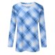 thumbnail image 4 of Camiseta estampada de manga larga con cuello redondo informal a la moda para mujer azul/s, 4 of 5