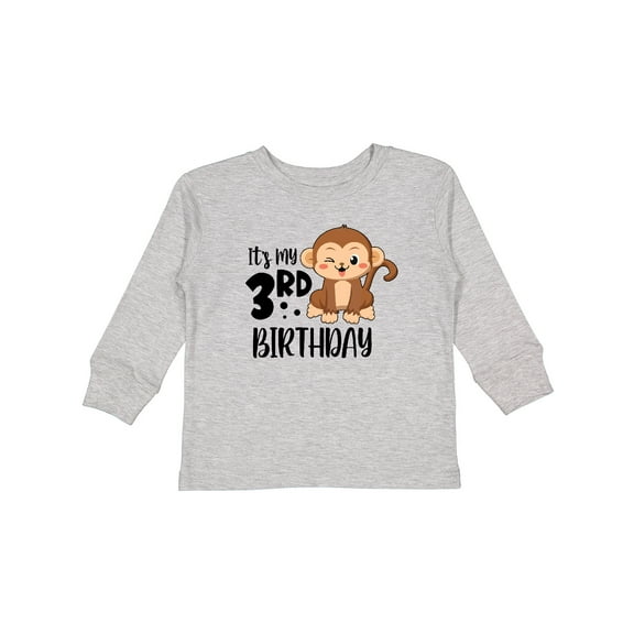 Inktastic Monkey Its My 3rd Birthday Boys or Girls Long Sleeve Toddler T-Shirt