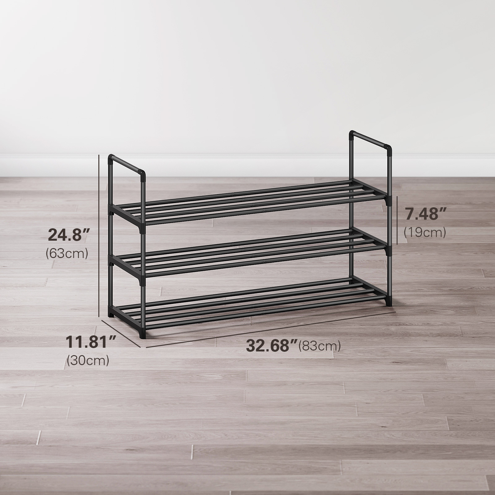 One Pix 3-Tier Metal Shoe Rack, Black photo 4